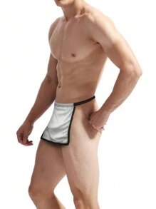 1 pieza de Accesorio de lencería erótica para hombres con borde de bloques de color - Blanco y Negro - Ver 3