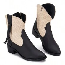 Women Mid-Calf Boots - Đen và trắng - Xem 5