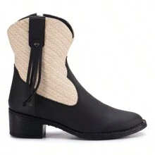Women Mid-Calf Boots - Đen và trắng - Xem 6