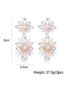 juran 1pair Resin Rhinestone Exaggerated Earrings For Women, Festival Party Accessories - Gold - View 4