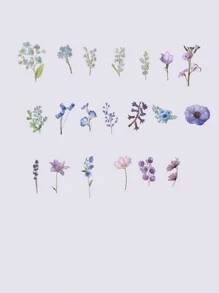 1pack/40sheets Fresh And Simple Watercolor Plant & Flower PET Decorative Stickers For DIY Collage Back To School