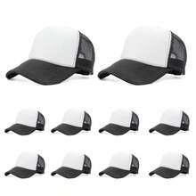 10入組黑白透氣防曬網帽，廣告帽，棒球帽，卡車帽，帶遮陽板，適用於男女，夏季 - 5黑白+5黑 - 查看 2