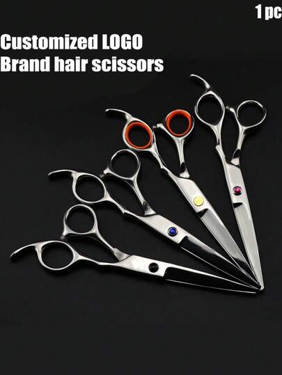 1pc Professional Hair Scissors Custom LOGO 6" Stainless Barber Shears Cutting Shears Thinning Scissors Salon Hairdressing Scissors