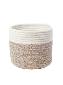 1pc Basket Soft Handmade Woven Basket Storage Basket Plant Basket - Multicolor - View 1