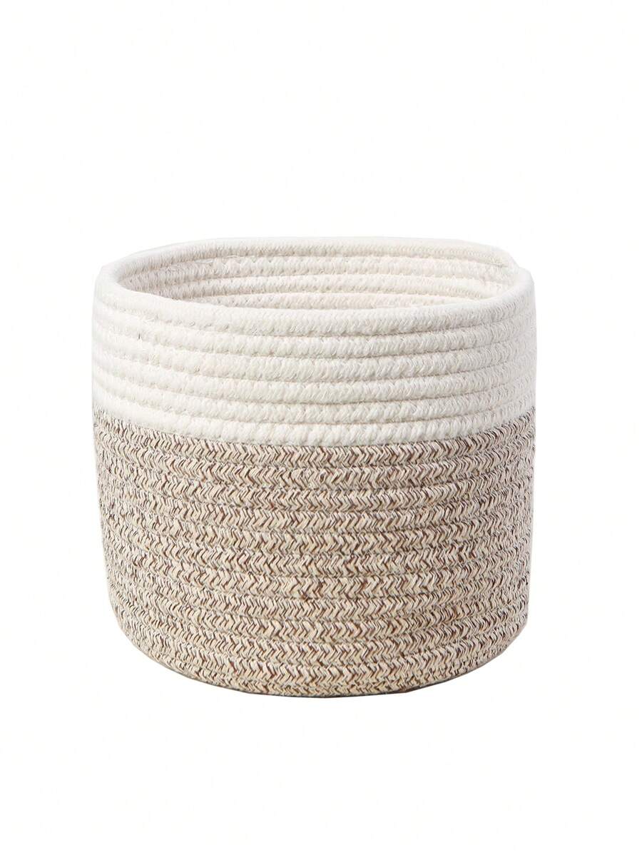 1pc Basket Soft Handmade Woven Basket Storage Basket Plant Basket - Multicolor - View 1