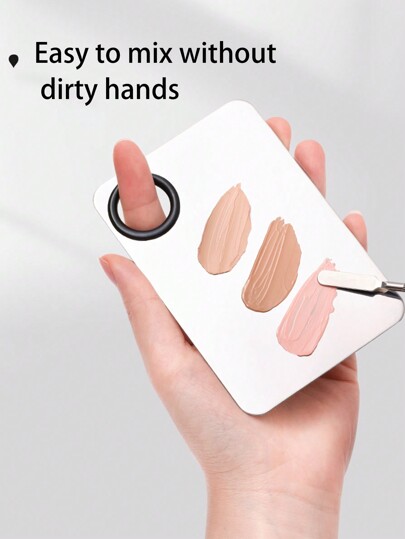 Paleta de mistura de aço inoxidável de novo estilo para base e maquiagem, bandeja de mistura de metal atualizada para maquiadores, ferramentas artísticas para misturar base, esmalte, sombras, cremes, etc. com raspador, maquiagem, barato, decoração de quarto, penteadeira, viagem, quarto, acessórios de maquiagem