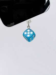1pc Dice Shaped Phone Port Anti-Dust Plug, Charging And Data Port Stopper, Compatible With IPhone, Type-C Ports, And Can Be Used As Phone Charm - Multicolor - View 2