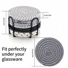 8 pièces de dessous de verre pour boissons, dessous de verre absorbants, dessous de verre tressés pour boissons, dessous de verre tressés, résistants à la chaleur pour table de salon, tasse de bureau, dessous de verre de protection pour table (noir mélange de couleurs)
