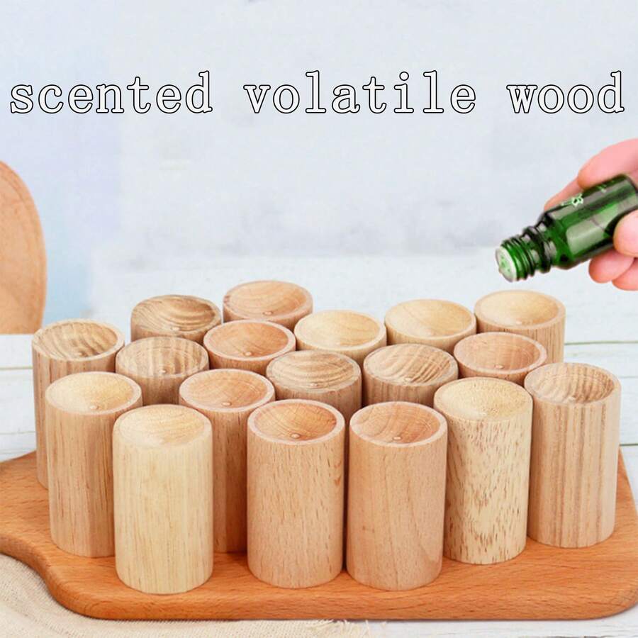 Dyfuzor zapachowy na biurko do użytku wewnętrznego Drewniany cylinder, drewno dębowe z aromatem lotnego drewna Ozdoba z litego drewna, odpowiednia do biura, salonu, sypialni, szafy, łazienki, toalety, samochodu - dyfuzor zapachowy w sztyfcie - Wielokolorowe - Zobacz 1