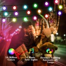 Solar Smart String Lights 25Ft 15 Bulbs Globe G40 LED With Remote And App Control Music Sync Color Changing Waterproof For Outdoor Party Gazebo Yard Garden Tree Decorations - Nhiều màu - Xem 6