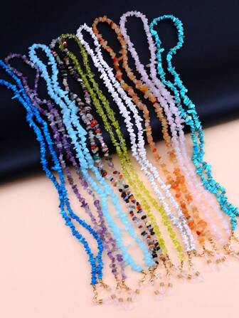 1pc Asymmetrical Natural Stone Anti-Slip Eyeglass Chain (Adjustable) Glasses Accessories For Women