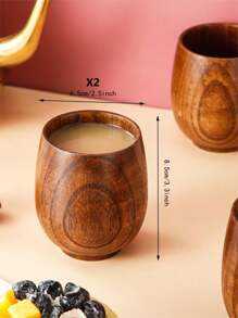 1入組復古木質咖啡杯茶杯 - 棕色 - 查看 12