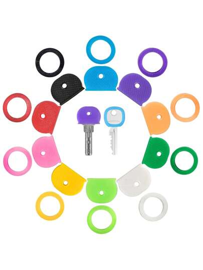 24 piezas/paquete Tapas, cubiertas y etiquetas de colores para llaves, identificadores de llaves de goma suave, topes de plástico para llaves planas estándar (no aptos para llaves con formas irregulares), 8 colores, 2 estilos, accesorios para automóvil, llaveros, accesorios para bolsos, ideas de regalo de Navidad, accesorios para bolsos, portaidentificaciones con cordón