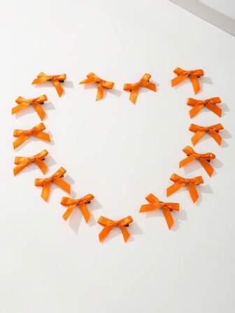 オレンジリボンのヘアクリップ 6個/15個/30個セット、ファッショナブルでかわいいバレエスタイルのガールズヘアクリップ、カラフルなレースのヘアクリップ、デイリー、フェスティバル、パーティー、Y2Kアクセサリーに適しています