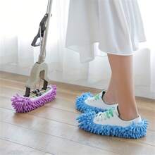 2 piezas, Zapatillas de fregona, Cubiertas de zapatos, Cubrecalzado holgado de fregona, Zapatillas de fregona extraíbles y lavables, Zapatillas de limpieza de piso de chenilla desmontables, Cubiertas de zapatos de limpieza de piso reutilizables, Suministros de limpieza, Herramienta de limpieza, Listo para la escuela