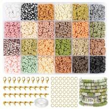 2400pcs Multicolor Randomly Polymer Clay Slice Loose Beads For DIY Bracelet Necklace Ear Jewelry Making Accessories - Soft Clay Bead Set - View 1