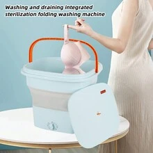 Foldable Mini Washing Machine, Mini Small Washing Machine With Spin Dryer, 4.25KG/11.5L Blue Light Sterilization Portable Washing Machine 220V - 藍色 - 查看 6