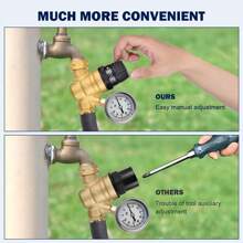 RV Water Pressure Regulator, Brass Lead-Free Adjustable RV Water Pressure Regulator With Gauge, RV Water Regulator For Camper Travel Trailers - 金色 - 查看 5
