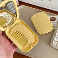 1 pieza Mini espejo con peine en forma de galleta de queso - Multicolor - Ver 7