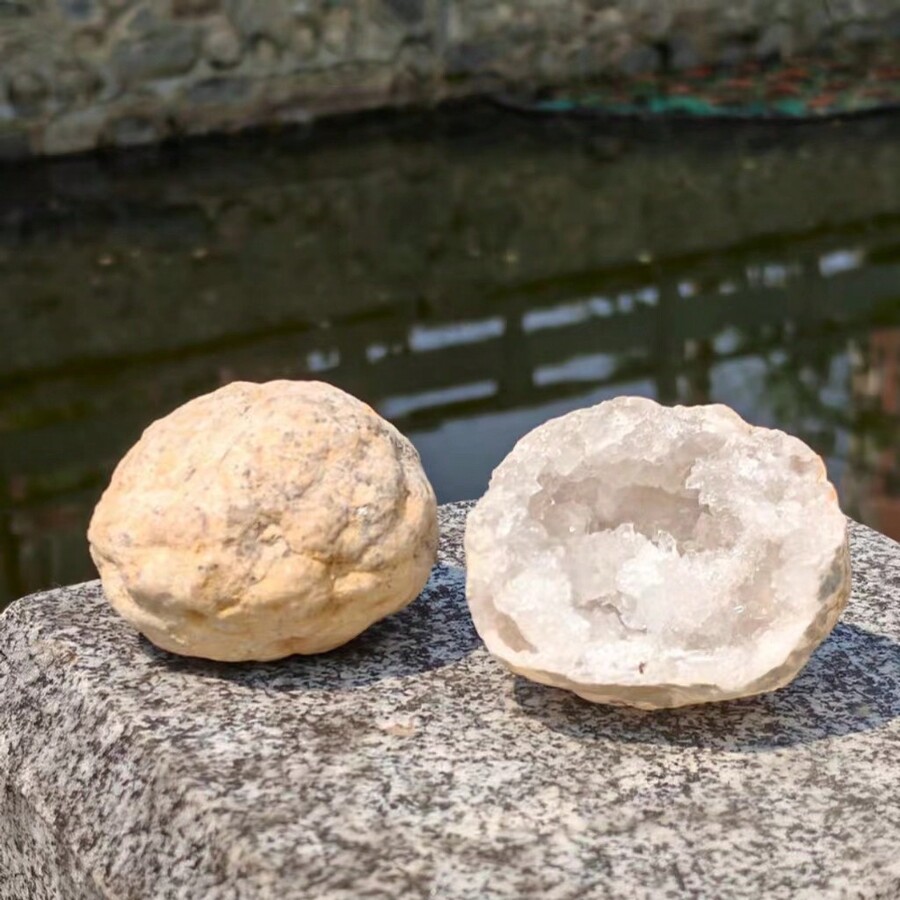 Natural Moroccan Energy Crystal Ball In Geode Cluster With Healing And ...