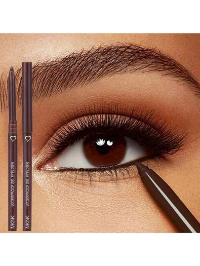 Matte Black Brown Gel Eyeliner Pencil, Smooth Formula Waterproof Long-Lasting Smudge-Proof Eye Makeup
