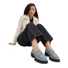 Coach Women's Leah Platform Lug Sole Loafers - Grey Blue Quilted Leather - View 8
