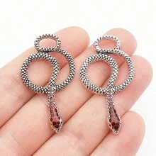4 件时尚 DIY 创意动物蛇形吊坠，朋克风格蛇形合金首饰配件 - diy配件63 - 查看 3