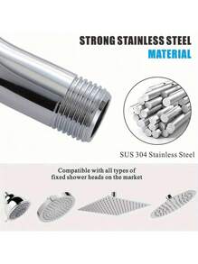 1入組13英吋Z字形淋浴伸延臂與法蘭套，不鏽鋼高架淋浴頭延長管，水平伸延標準1/2"連接，浴室配件 - 銀色 - 查看 3