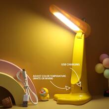 1入組小書燈，可愛有趣的小鴨折疊桌燈，LED可充電小桌燈，桌面夜燈移動支架，辦公室閱讀攜帶式可愛可調節亮度燈 - 白光 - 查看 9