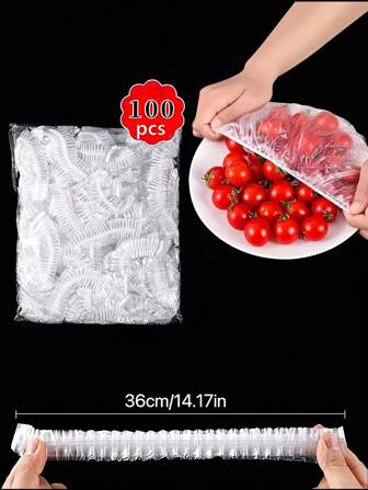 100pcs Leak-Proof And Dust-Proof Food Cover For Fresh Keeping And Storage - Elastic And Anti-Odor Kitchen Accessory For Leftovers, Fruits, And Rice - Freezer And Refrigerator Friendly,Storage, Kitchen Organiser,Organizer,Kitchen Items,Room Decor,Home Decor., For Outdoor, Camping