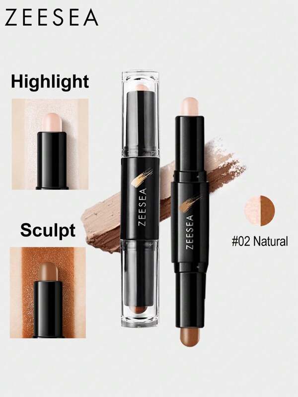 Zeesea 2-In-1 Highlighted Sculpting Stick Brightens Nose Shadow Multi-Use Function Contouring Stick