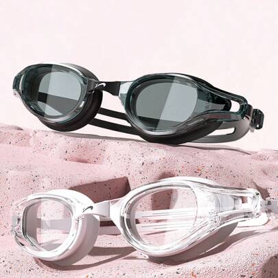 成人游泳镜，高清防雾防水女士近视游泳眼镜男士竞速潜水专业装备，沙滩必需品，沙滩配件，泳池浮板