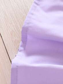 Conjunto de falda plisada para niñas en 2 piezas, conjunto de top con hombros al aire y falda, estampado de Los Ángeles, atuendo casual y veraniego para vacaciones - Negro - Ver 9