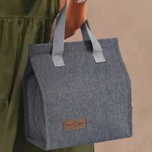 1 Túi Đựng Hộp Cơm Trưa Dày, Túi Hình Vuông Cách Nhiệt Có Dây Cầm Tay, Thích Hợp Cho Dã Ngoại Ngoài Trời Và Giữ Thực Phẩm Tươi Ngon - màu đen - Xem 11