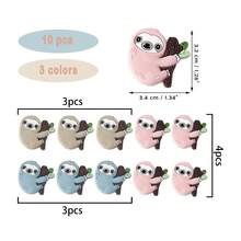 10pcs Sloth Cartoon-Shaped Silicone Beads, Suitable For Keychains, Bracelets, And Other Handmade Items - Multicolor - View 6