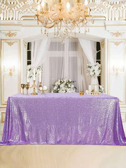 1pc  Tablecloth,Gold,Pink,Sparkly Tablecloth For Party, Laser Rectangle Table Cover For Wedding, Baby Shower, Birthday Cake Table, Holiday Banquet Decoration