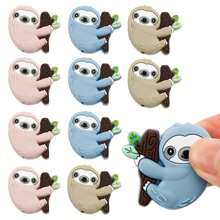 10pcs Sloth Cartoon-Shaped Silicone Beads, Suitable For Keychains, Bracelets, And Other Handmade Items - Multicolor - View 2