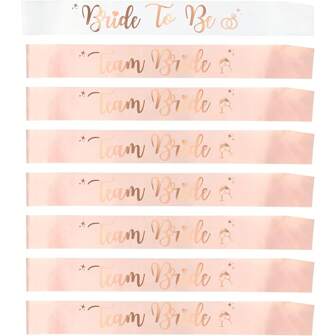 8 套腰带单身派对装饰伴娘腰带玫瑰金箔字母适用于新娘送礼会和婚礼派对、圣诞节