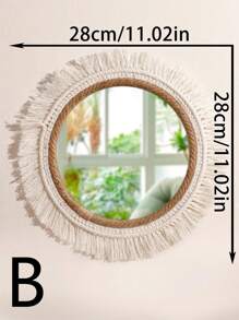 1 pièce Miroir mural boho tissé à la main, miroir mural suspendu en macramé, décoration murale, décoration murale boho, conception d'artisans, décoration murale de qualité premium, miroir acrylique boho pour la décoration de la chambre, du salon, de la nurserie, de la maison