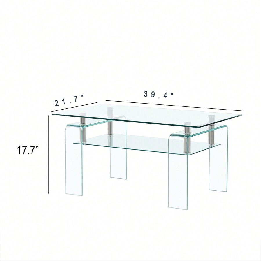 Tempered Glass Coffee Table With Glass Legs Modern Small Coffees Table