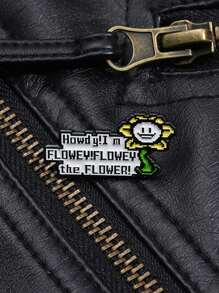 1pc Creative Short Sentence Metal Badge Cartoon Flower Shaped English Accessory Brooch Pin Collar Pin, Suitable For Daily Wear By Men And Women Valentines,Mom,Mother,Mother's Day,Gift