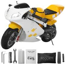 49cc 2 Stroke Pocket Bike, Mini Motorcycle For Kids, Gas Pocket Motorbike With Strong Dual Brake, Racing Max Speed 20Mph, Dual Headlights - Multicolor - View 9