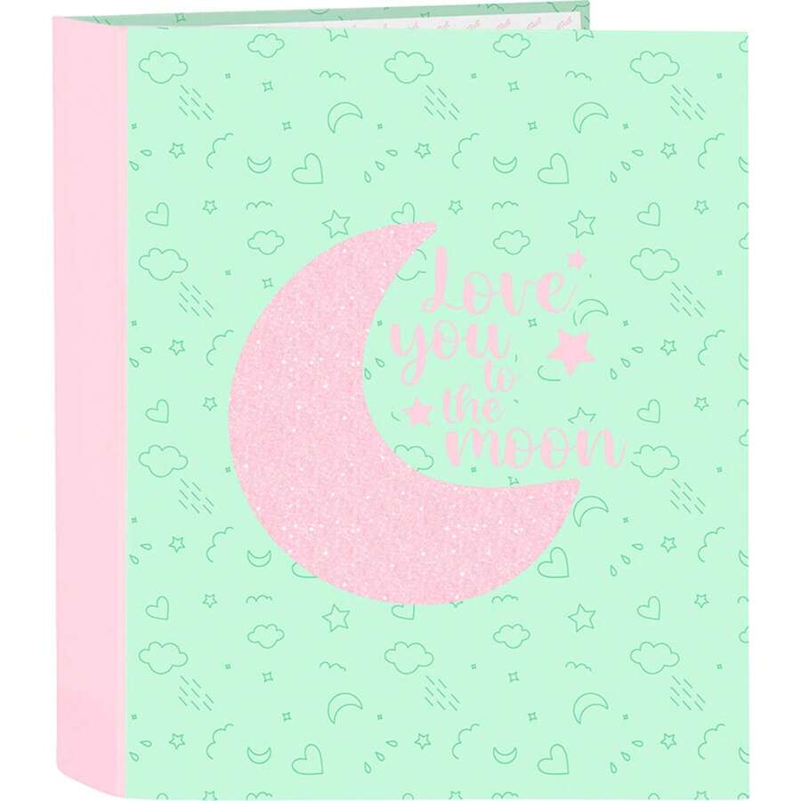 4 RING BINDER 35MM WIDE SPINE BLACKFIT8 "MOON" - Officially Licensed Ring Binder - Exclusive Design - Ideal For Daily Use - Durable Material - Compatible With A4 Sheets - Multicolor - View 1