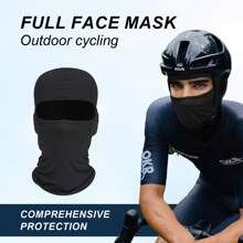 1 件装骑行帽全脸滑雪面罩，纯色透气户外骑行全脸面罩，防风摩托车头罩滑雪面罩 - 黑色 - 查看 1
