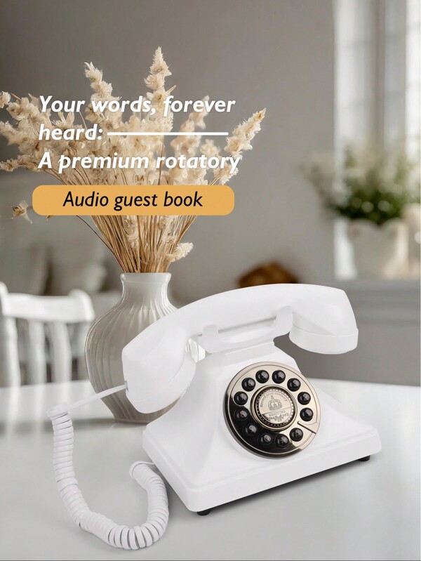 1pc White Wedding Telephone, Vintage Audio Guestbook For Recording Customized Audio Messages At Weddings And Parties - No Communication Function, Only Voice Recording Back To School