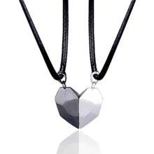 1 对磁性情侣项链，2 条磁力吸引条，带可调节绳子，心形吊坠锁骨链，黑白混色，情侣关节磁性心形项链，带许愿石，情人节礼物 - 愛心 - 查看 16