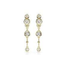 Round Cut, White, Mixed Metal Finish Imber Drop Earrings - Gold - View 4