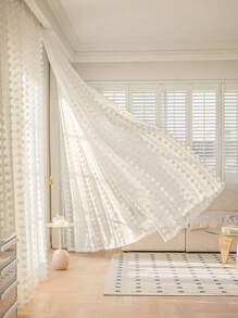 1 件 Pom Pom 薄纱窗帘，简单实用，多用途