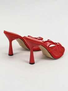 Nuevos zapatos de mujer para Primavera/Verano 2025, sandalias de dama, zapatillas traseras sin talón estilo francés, tacones altos decorados con lazo y malla transpirable, adecuados para Navidad, vuelta al colegio, trabajo, commute, fiesta, boda