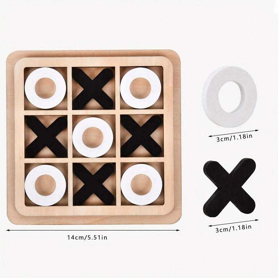 1入木製三連棋遊戲盤 - 策略樂趣 - 全年齡三倍遊戲樂趣 - 高品質,完美的休閑對戰禮物 - 所有規格 - 查看 1